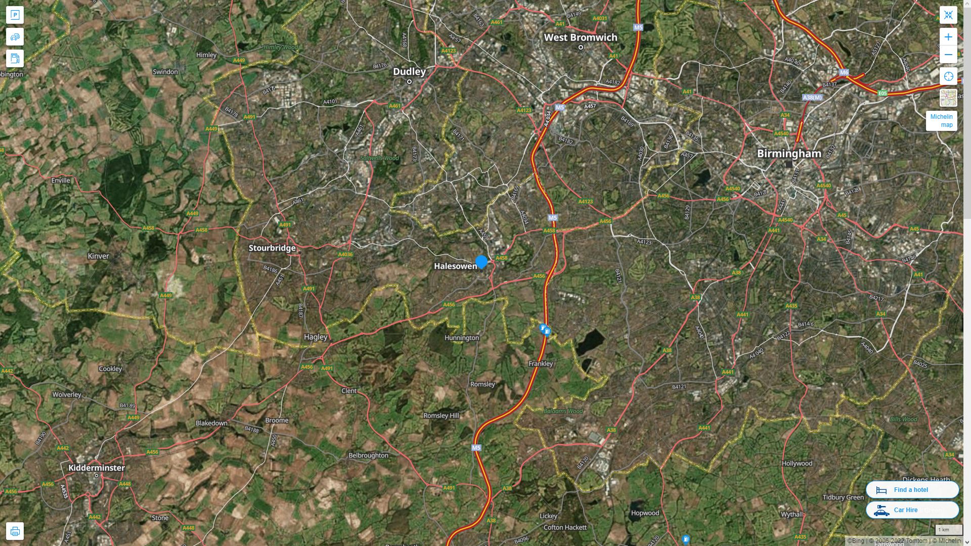 Halesowen Highway and Road Map with Satellite View